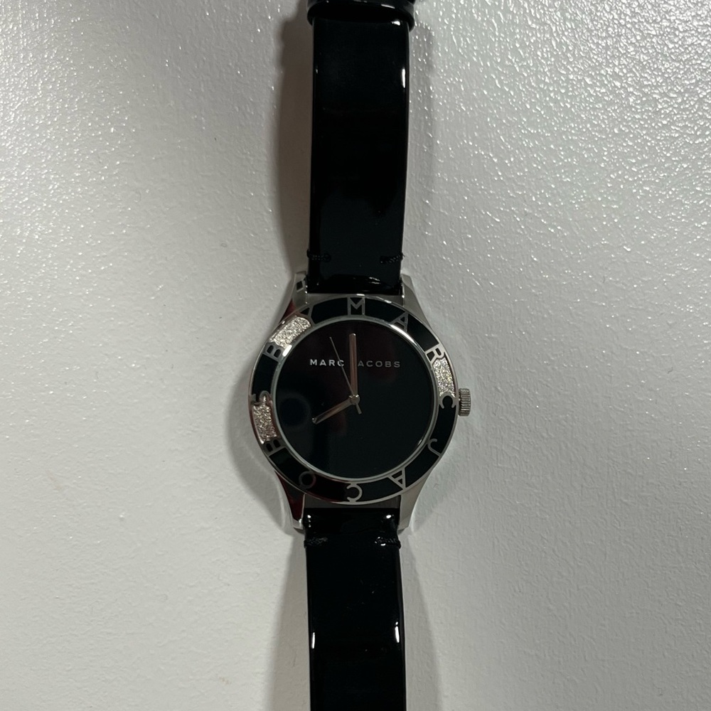 Black genuine leather watch by Marc Jacobs